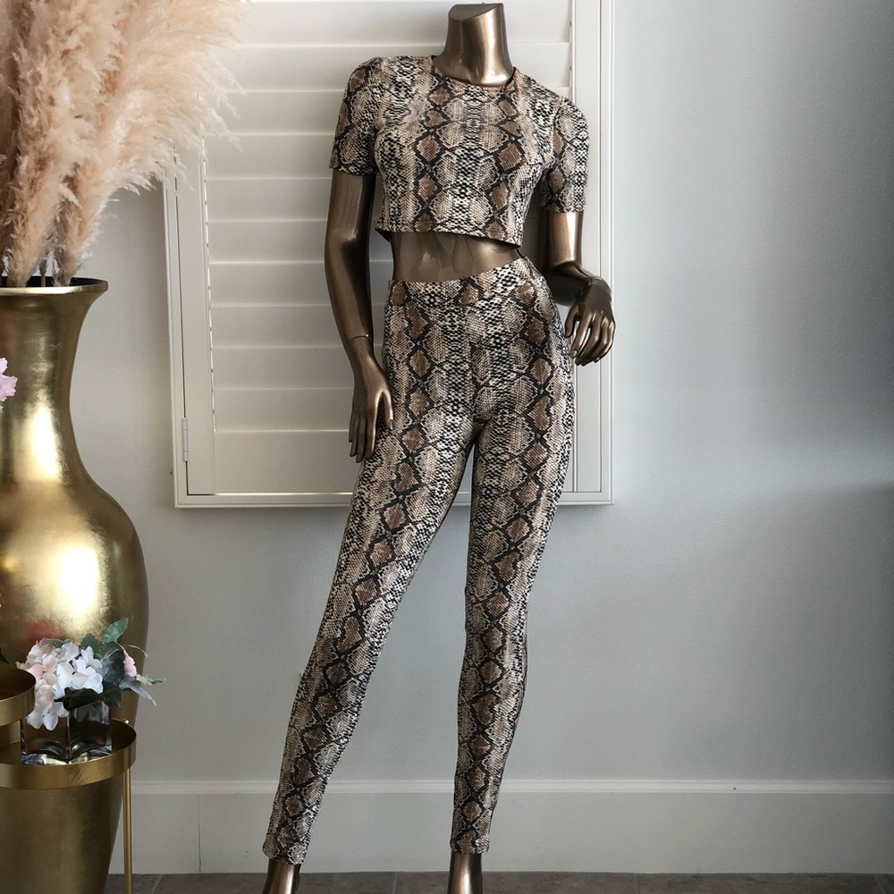 Brand New Sliding Through Snake Skin Pant Set - Grey/combo